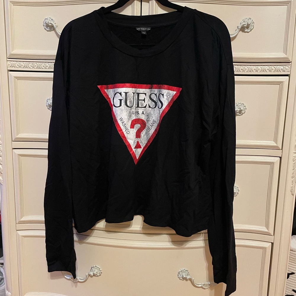 Guess USA size large logo black long sleeve